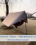 Sunyear Camping Hammock-Hammocks with Net and Rain Fly Tarp - Portable Single&Double Lightweight Nylon Parachute Hammocks with Hammock Tree Straps for Backpacking Hiking Travel Camping Indoor Outdoor