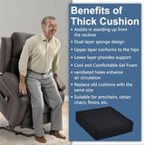 Shinnwa Gel Memory Foam Recliner Cushion for Elderly, Dual-Layer Foam Chair Pad, Extra Large Seat Cushion, 20 × 20 × 5in, Black