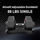 ATIVAFIT Adjustable Dumbbell Set 11–88LB Single, Heavy Adjustable Free Weight with Quick Dial, Double Safety Lock & Anti-Slip Steel Grip for Advanced Strength Training