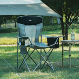 Camping Folding Chair Outdoor Lawn Portable Lightweight Camp Folding Chairs for Adult Outside with Cup Holder, Cooler Pouch & Side Pocket for Camping, Beach, Fishing, Sports or Tailgating Events, Grey