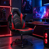 Sweetcrispy Computer Gaming Chair: PU Leather Ergonomic Lumbar Support with Flip-up Armrest
