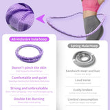 2 lbs Weighted Soft Velvet Hula Hoop Women, Spring Exercise Fitness Hoop Weight Loss Adults Collapsible Portable, No Bruising (Purple)