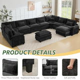 Oversized Modular Sectional Sofa Set, Convertible Deep Seat Cloud Couch with Ottoman