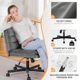 COMHOMA Cross Legged Office Chair with Wheels Armless-Office Desk Chair, Modern Vanity Computer Task Chairs for Home Bedroom, Gray