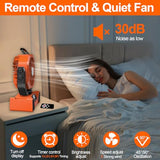 Portable Camping Fan Battery Operated Powered Fan with Remote Control & LED Lantern,20000mAh Battery Rechargeable,LED Digital Display,Oscillate,Timer,Rotation Hanging Hook for Tents Travel - Orange