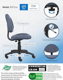 Boss Office Products B315-BE Perfect Posture Delux Fabric Task Chair Without Arms in Blue, 250
