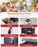 Aoxun 4-Burner Propane Grill with Side Burner, 49000 BTU Gas Grill, Stainless Steel Outdoor Grill with Cast Iron Grates，Black