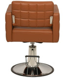 Buy-Rite Icon Styling Chair in Camel for Professional Salons & Barbershops, Extra Wide Seat, Quilted Design, Hydraulic Pump, Tufted Back, Easy-Clean Vinyl, Durable Steel Frame, YLG-192-CAM