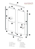 EUROTECH SHOWERS Classic 56-59" W x 72" H Semi-Frameless Double Sliding Glass Shower Door with 1/4" Clear Tempered Safety Glass (Chrome)