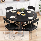 Round Dining Table Set for 4, Kitchen Table and Chairs for 4, Circle Table Round Pedestal Dining Room Dinner Dinette Table