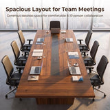 Conference Table, 142" L x 56" W x 30" H Large Meeting Table for 10 People, Wooden Training Table