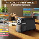 Heavy Duty Electric Pencil Sharpener – 6-Hole Design, Auto Start/Stop, Large Shavings