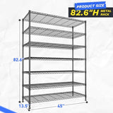 82.6H Metal Shelving Unit 7 Tier Storage Shelves Adjustable Wire Shelving Metal Wire Shelf Pantry Shelves