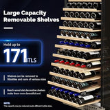 ROVSUN 171 Bottles Wine Cooler Refrigerator, 24'' Built-in Wine Fridge with Compressor & Fan-forced