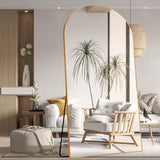 ZHUNFA Arched Full Length Mirror, 76x34 Oversized Floor Mirror with Stand