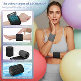 BECOJADDE Wrist Weights Ankle Weights for Women 1 Pair (1.1 lb Each) Silicone Magnetic Leg Arm Weighted Bracelet for Home Yoga Pilates, Black Gray