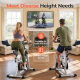 YOSUDA Exercise Bike, Brake Pad Stationary Bike for Home with Exclusive App, Magnetic Indoor Cycling Bike with 350 lb Weight Capacity, Low Noise, Grey