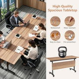 47.2in Folding Conference Table, Modular Meeting Table with Wheels