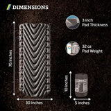 Klymit Static V Luxe Sleeping Pad, Lightweight Lofted Camping Air Mattress for Tents and Cars with Body Mapping Tech, 3 In Thick Grey