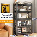 5-Tier Bookshelf, Metal Bookcase with Adjustable Storage Shelves