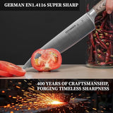 Kitchen Knife in German 1.4116 High Carbon Steel, Professional Chef Knife with Ergonomic Pakkawood Handle and Ultra Sharp Blade, 8 Inch, ZHANG XIAO QUAN