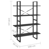 Modern Grey Wooden Bookshelf 100x30x140 cm - 4-Tier Room Divider & Storage Shelf for Living Room & Office - Stylish Space-Saving File Cabinet & Organizer