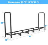 Tikimilor 6.7ft Firewood Rack Holder, Adjustable Heavy Duty Fire Log Stacker Stand for Fireplace, Outdoor Indoor Metal Wood Pile Storage Organizer, Patio Logs Stand tool, Black