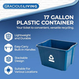 Living Medium Curbside Blue Box, Plastic 17 Gallon/64 Litre Home Trash Can Refuse and Recycling Bin