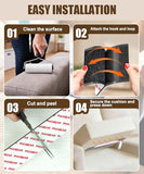PHIXBEAR 4in Upgraded Industrial-Strength Hook and Loop Tape for Sofa Cushions, Extra-Wide Heavy-Duty Self-Adhesive Strips, Keeps Couch Cushions Securely in Place, Indoor & Outdoor Use, Black 7ft