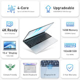 Business Laptop Computer for Work, Notebook PC for College Students, 15.6" FHD Display, 4-Core Processor, Backlit Keyboard