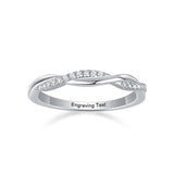 Oseew 0.25 carat Petite Twisted Vine Lab Grown Diamond Engagement Ring Engraving Text Promise Ring (white gold) Stackable Bands and Wedding Rings