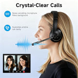 Wireless Headset with Mic for Work, Bluetooth 5.4 Computer Headphones with USB-C Dongle, Clear Call Mic
