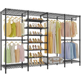 VIPEK S4 Heavy Duty Clothes Rack with Shoe Shelves Freestanding Clothing Rack with 6-Tier Shoe Rack, 4 Hanging Rod, Adjustable Shelf, Black