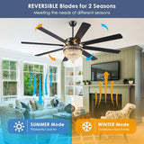 72 Inch Black Large Crystal Chandelier Ceiling Fans with Lights and Remote
