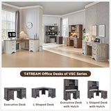 T4TREAM 59" L Shaped Executive Desk with Drawers,Farmhouse Wood Computer Desk