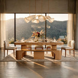 AH AXIOS HMOE Extendable Wood Dining Room Table with Bench for 4-8 People