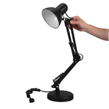 Black Metal Folding Desk Lamp, Adjustable Arm Task Light for Students