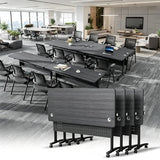Aethelwyn Modular Folding Conference Table with Wheels, Flip Top Mobile Training Room Tables, Portable Work Table for Office Meeting Seminar Classroom (6, Dark Grey, 61.0IN)