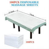 100Pcs Disposable Massage Table Sheets 31.5" x 71" Non-Woven Fabric Bed Covers for Ultimate Hygiene and Comfort in Massage, Tattoo, and Spa Treatments, Breathable and Durable Sheets(White)