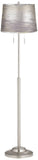 360 Lighting Abba Modern 65" Tall Standing Floor Lamp Skinny Pole Twin Pull Chain Metal Brushed Steel Finish Living Room Bedroom House Reading Office Home Decor Entryway Silver Gold Drum Shade