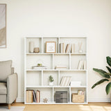 Stylish White Bookshelf Storage Rack - 132x29x141.5 cm Wooden Sideboard for Living Room, Office, or Basement - Modern Bookcase Organizer for Home Decor