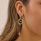 YOIHUR Glod Hoop Earrings with Asymmetric Cubic Zircon Drop, 14k Gold Plated Earrings Hypoallergenic Jewelry Valentine's Day Gifts, Unique Clocks Snakes Long Dangle Earring for Women