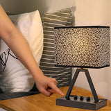 Briever Touch Control Table Lamp, 3-Way Dimmable Desk Lamp with USB C & A and AC Outlet
