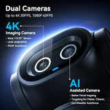 Dual-Camera AI-Powered PTZ Camera 4K, AI Tracking, PDAF&AI Autofocus 0.2s, 1/2.55'' Sony Sensor, 3 Mics, Presets, Gesture Control