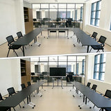 Folding Conference Table with Wheels,Flip Top Mobile Modular Conference Room