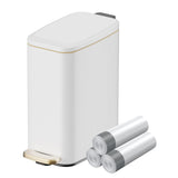 KUK Slim Bathroom Trash Can with Lid, 1.6 Gal / 6L Stainless Steel Small Garbage Bin with Detachable Inner Bucket