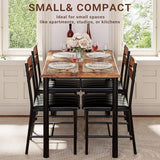 IRONCK Dining Table Set for 4, Wood Kitchen Table with Upholstered Chairs for Kitchen Room and Small Spaces
