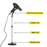 Erytlly Hair Dryer Stand Hands Free 360-Degree Rotating Adjustable Height Metal Hair Dryer Stand Blow Dryer Holder About for 0.5kg Hair Dryer in Bathroom, Vanity, Makeup Room