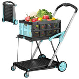 Foldable Shopping Cart, 200 lbs Capacity Grocery Carts on Wheels with Collapsible Crate Heavy Duty