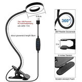 Woputne Desk Lamp Clip Light, 10 Dimmable Brightness 3 Light Modes Reading Light, Clamp Bedside Lamp for Painting, Craft, Study (Black)